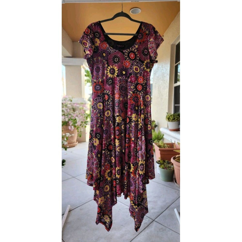 Signature Robbie Bee Womens midi dress Square-Asymmetrical-Hem Size 12